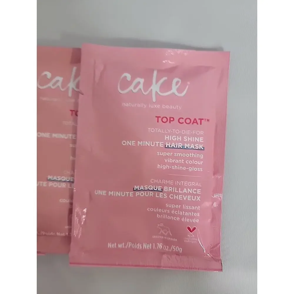 Cake Beauty Top Coat One Minute High Shine Deep Conditioner Hair Mask 3 Pack Lot
